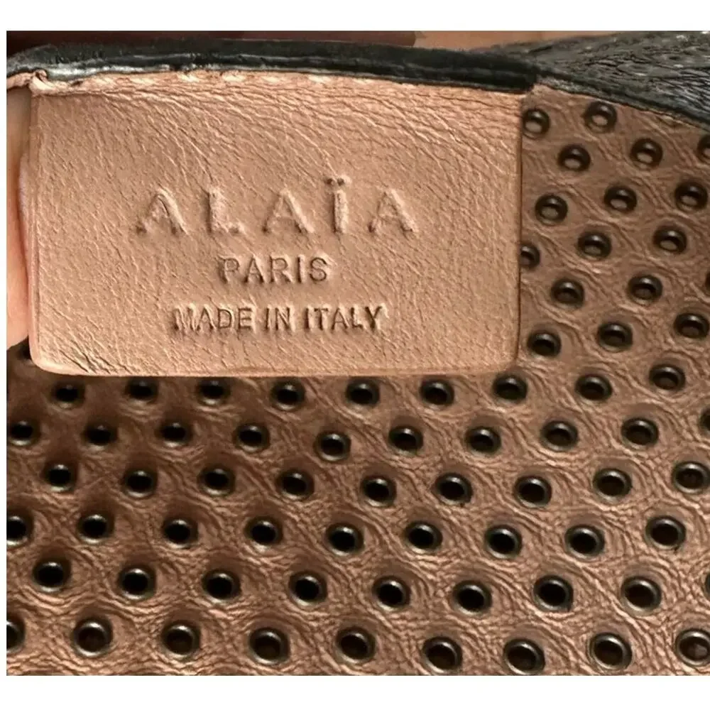 Azzedine Alaïa Studded Leather Envelope Clutch Black Silver-tone Grommets Rare